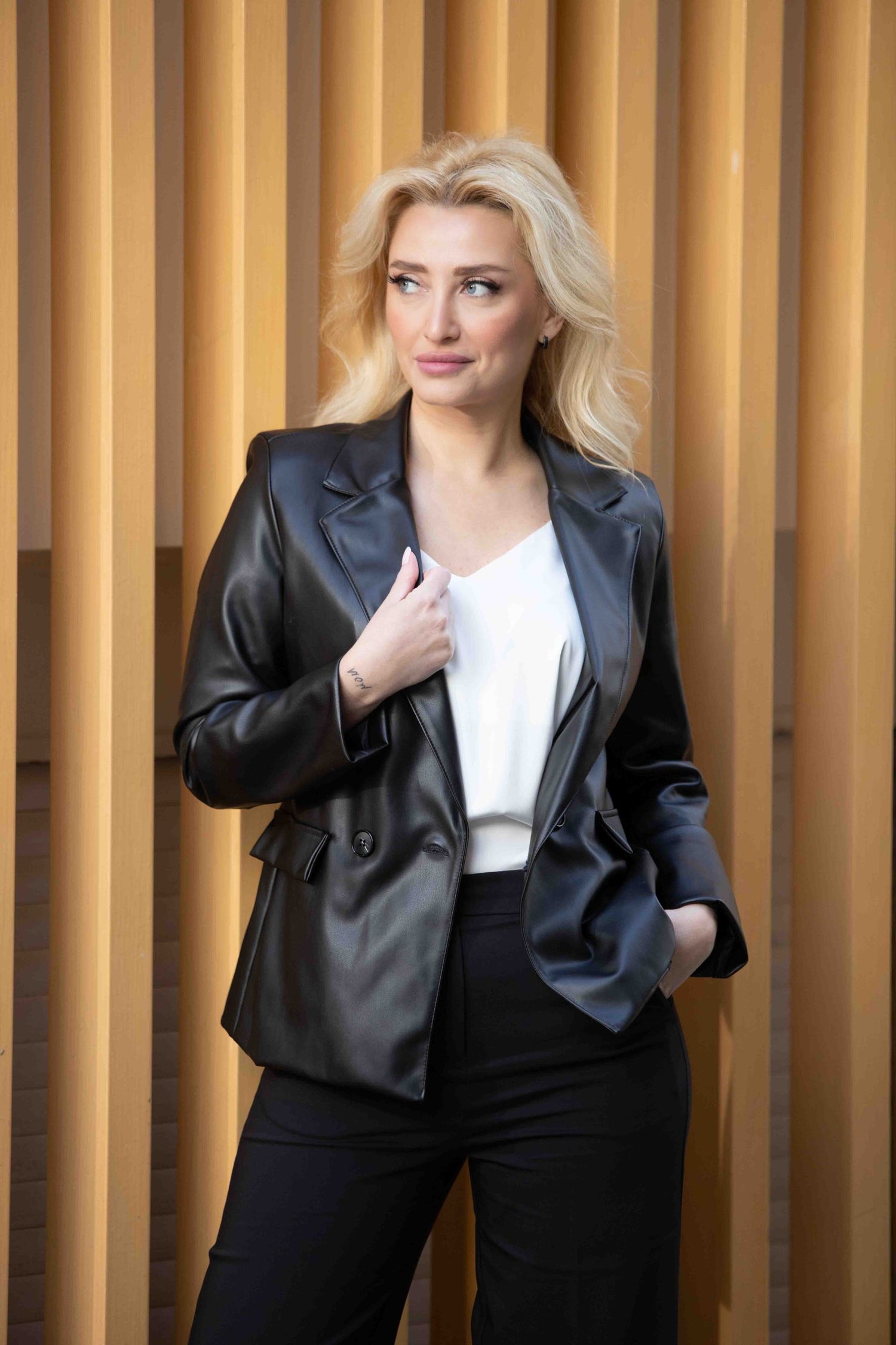 Σακάκι eco leather δερματίνη μαύρο