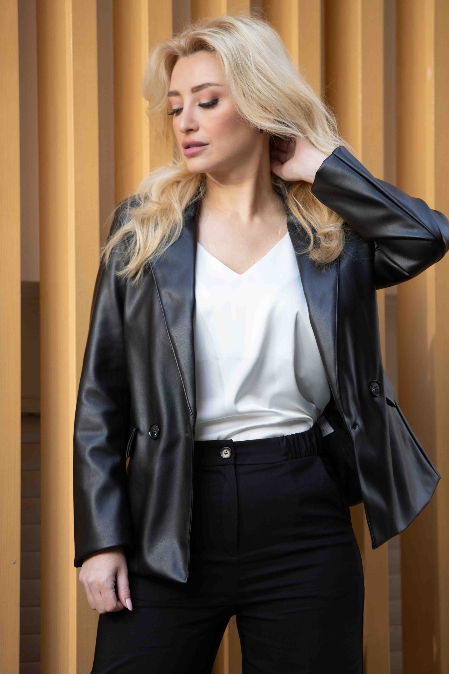 Σακάκι eco leather δερματίνη μαύρο